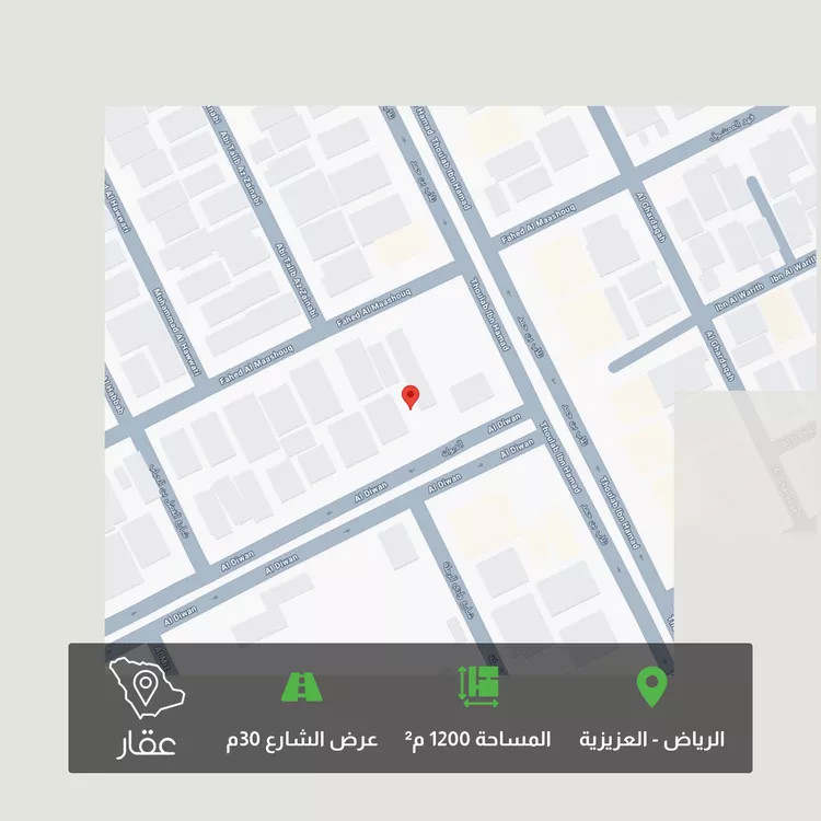 أرض للبيع في شارع الديوان, حي العزيزية, مدينة الرياض, منطقة الرياض