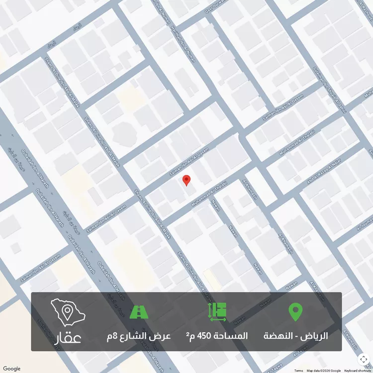 أرض للبيع في شارع سلمان بن أبي القاسم, حي النهضة, مدينة الرياض, منطقة الرياض