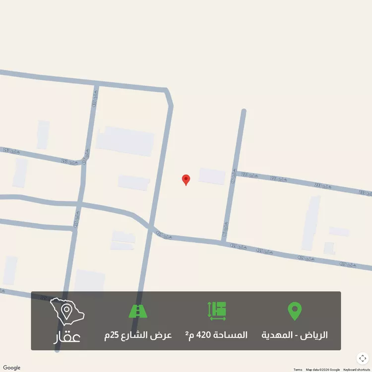 أرض للبيع في شارع احمد بن عبدالمنعم الدمنهوري, حي المهدية, مدينة الرياض, منطقة الرياض