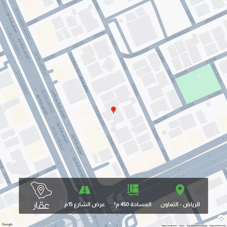 أرض للبيع في شارع عبدالعزيز بن عكاس, حي التعاون, مدينة الرياض, منطقة الرياض