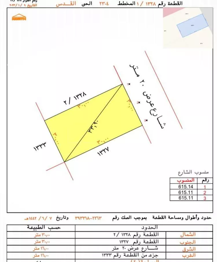 أرض للبيع في شارع أبي الفضل بن طاهر, حي القدس, مدينة الرياض, منطقة الرياض صورة 2