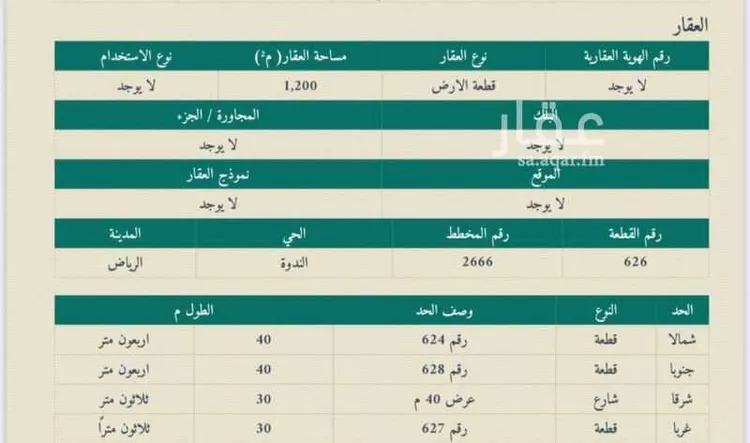أرض للبيع في شارع الرايه, حي الندوة, مدينة الرياض, منطقة الرياض صورة 2