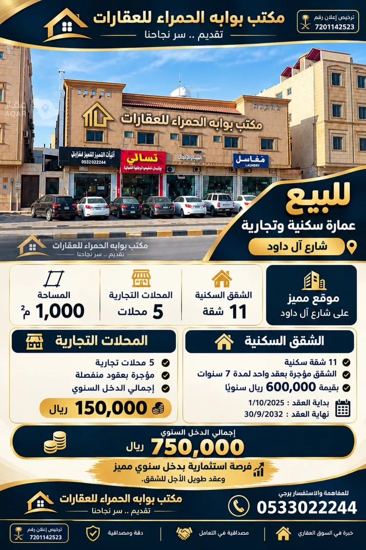 عمارة للبيع في شارع آل داود, حي الحمراء, مدينة الرياض, منطقة الرياض 2