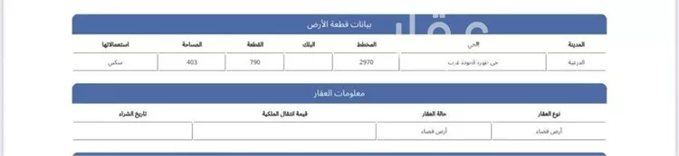 أرض للبيع في شارع ظهره العودة غرب 5, حي ظهره العودة غرب, مدينة الدرعية, منطقة الرياض