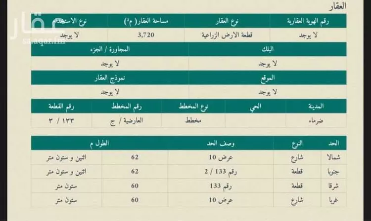 أرض للبيع في مدينة ضرما, منطقة الرياض