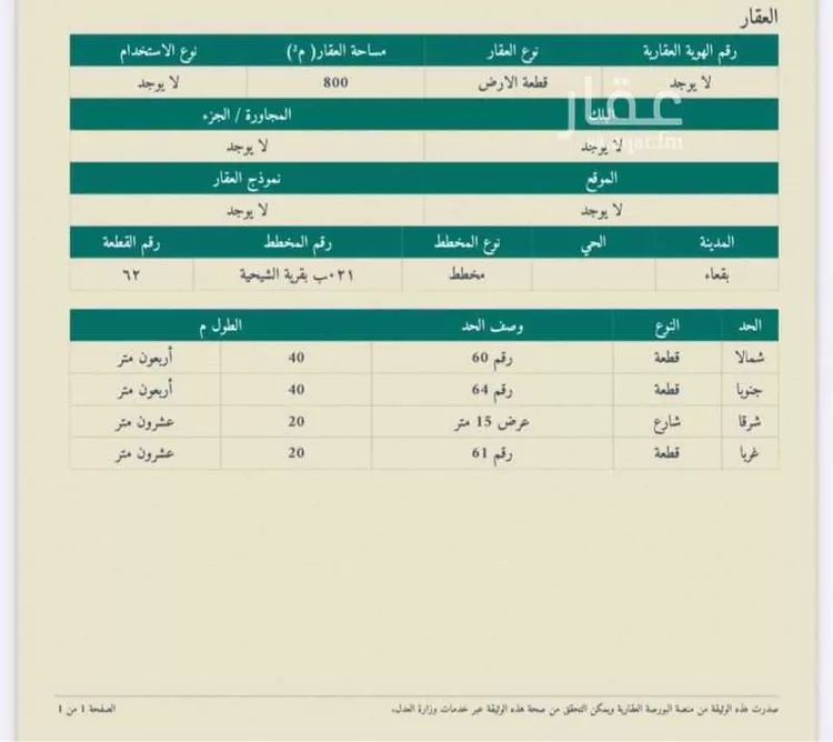 أرض للبيع في حي الشيحيّة, مدينة الشيحيه, منطقة حائل