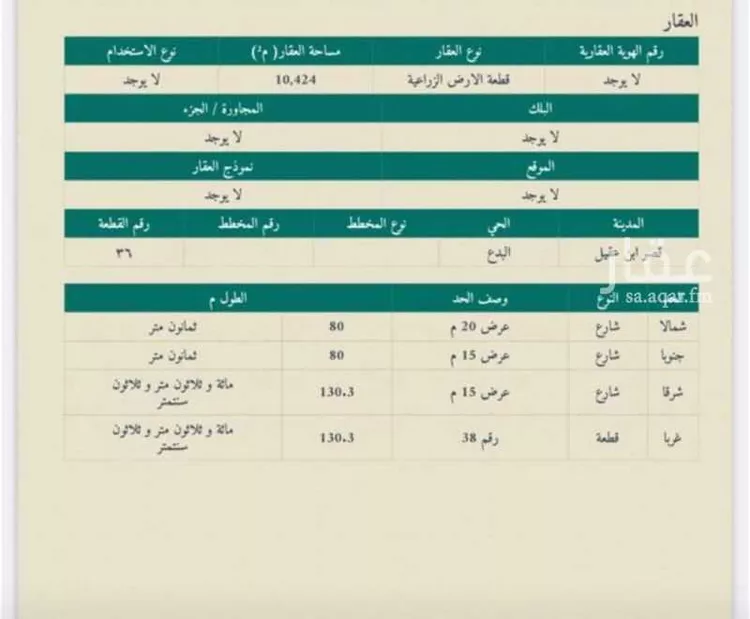 أرض للبيع في مدينة قصرابن عقيل, منطقة القصيم