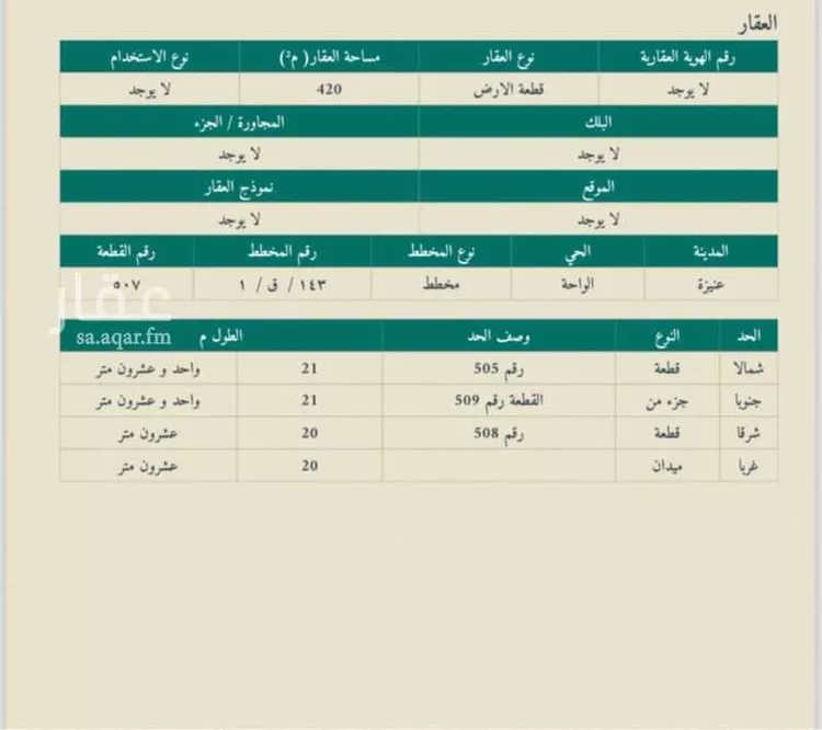 أرض للبيع في حي الواحة, مدينة عنيزة, منطقة القصيم