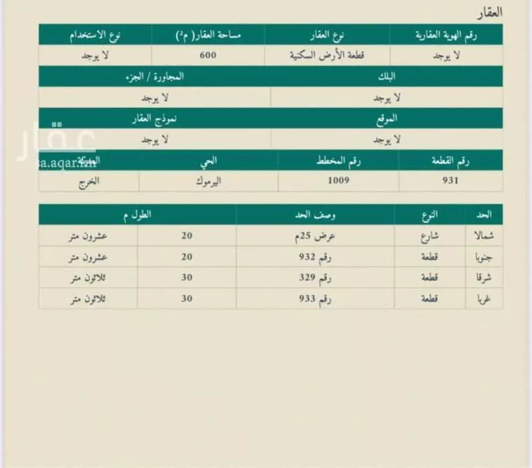 Land for Sale in Al Kharj Az Zahir