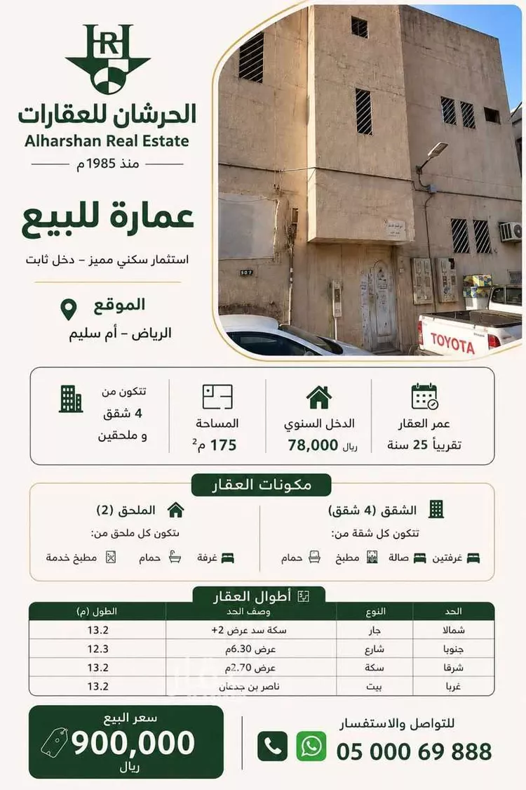 عمارة للبيع في شارع سلمان بن حمامة, حي أم سليم, مدينة الرياض, منطقة الرياض صورة 2