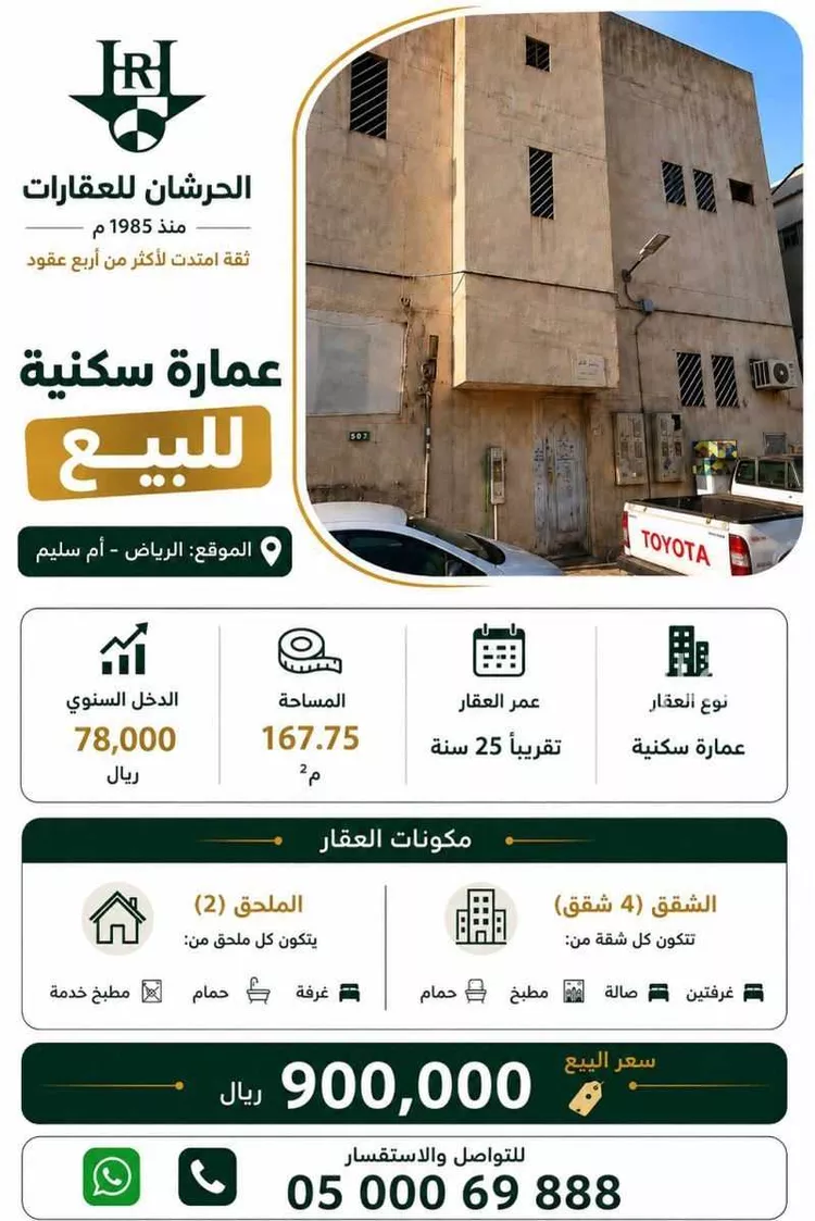 عمارة للبيع في شارع سلمان بن حمامة, حي أم سليم, مدينة الرياض, منطقة الرياض صورة 2