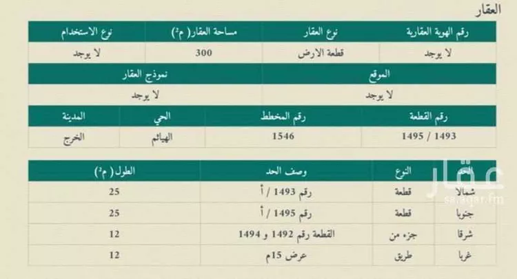 أرض للبيع في شارع قيس ابن الملوح, حي الجامعة, مدينة الخرج, منطقة الرياض صورة 2