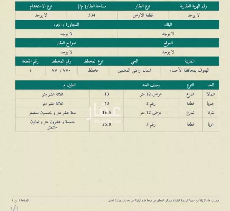 أرض للبيع في شارع الشفاء, حي المحمدية, مدينة الاحساء, المنطقة الشرقية
