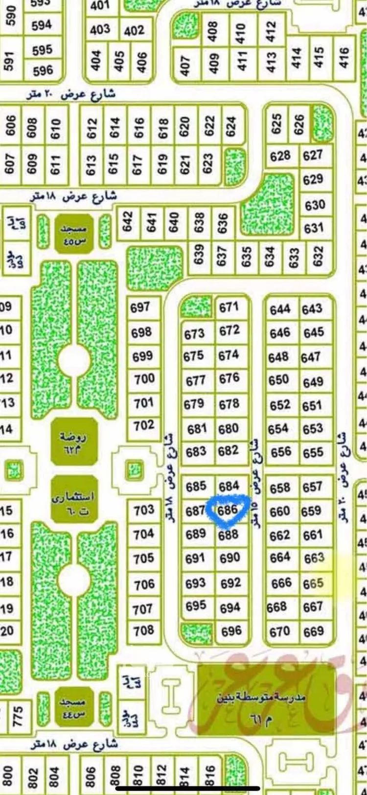 أرض للبيع في شارع حماد بن سلمة, حي غرناطة الغربي, مدينة عرعر, منطقة الحدود الشماليه