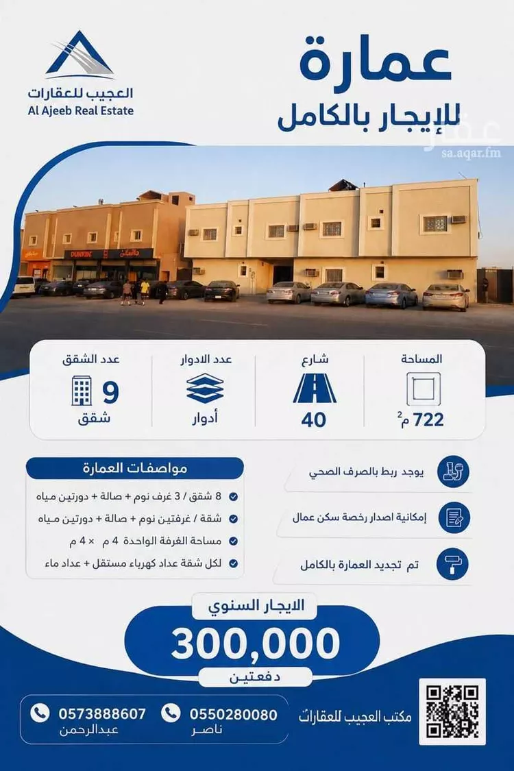 عمارة للإيجار في شارع يزيد بن ابي سفيان, حي العريجاء الأوسط, مدينة الرياض, منطقة الرياض