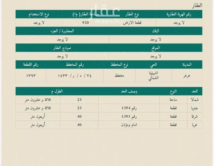 أرض للبيع في شارع 21142042, حي إشبيلية الجنوبي, مدينة عرعر, منطقة الحدود الشماليه