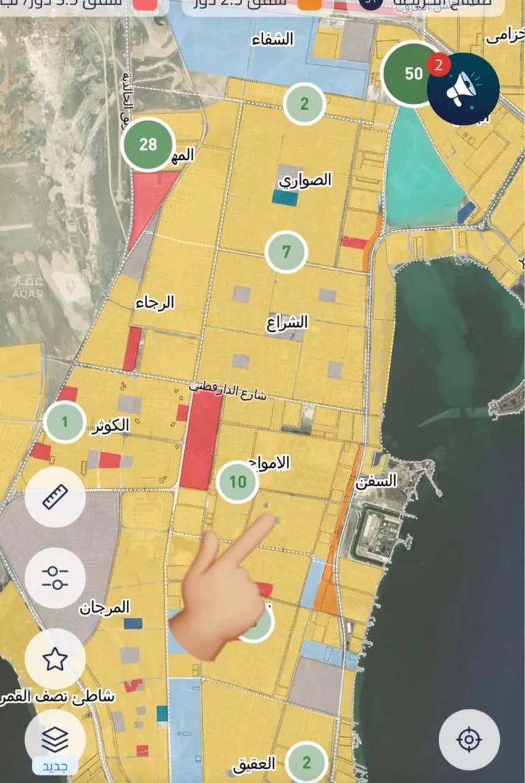 أرض للبيع في شارع الصخور, حي الأمواج, مدينة الخبر, المنطقة الشرقية