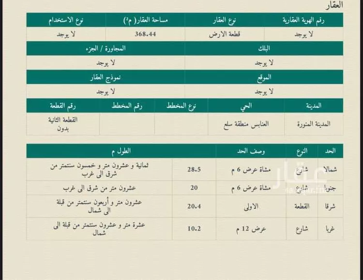 أرض للبيع في شارع الحارثه ابن سويد ، حي العنابس ، المدينة المنورة ، منطقة المدينة المنورة