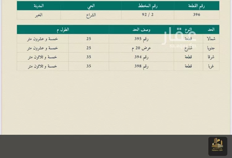 أرض للبيع في شارع 39ب, حي الشراع, مدينة الخبر, المنطقة الشرقية صورة 4