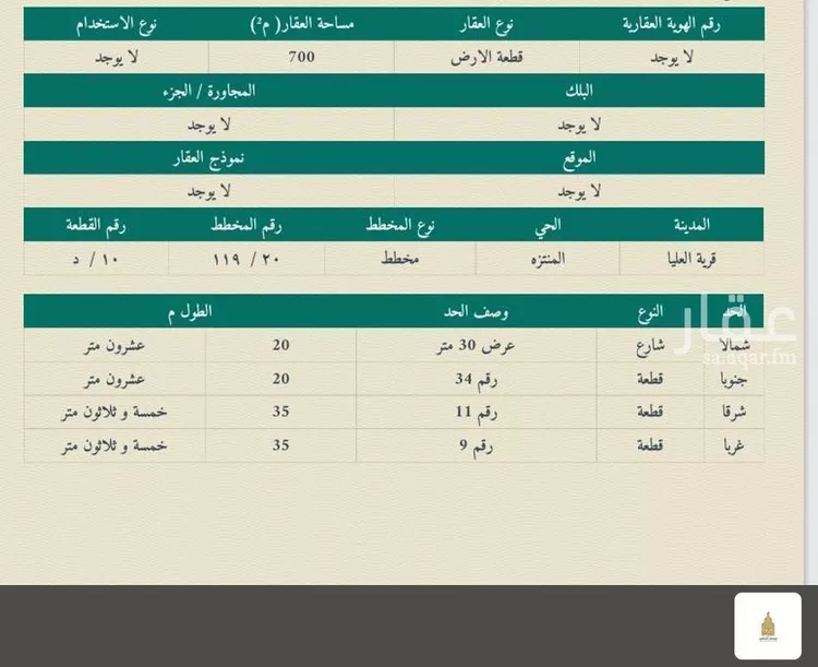أرض للبيع في شارع 14ب, حي قرطبة, مدينة قرية العليا, المنطقة الشرقية