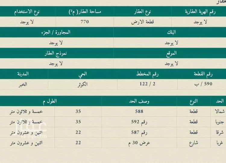 أرض للبيع في شارع الربيع بن صبيح, حي الكوثر, مدينة الخبر, المنطقة الشرقية