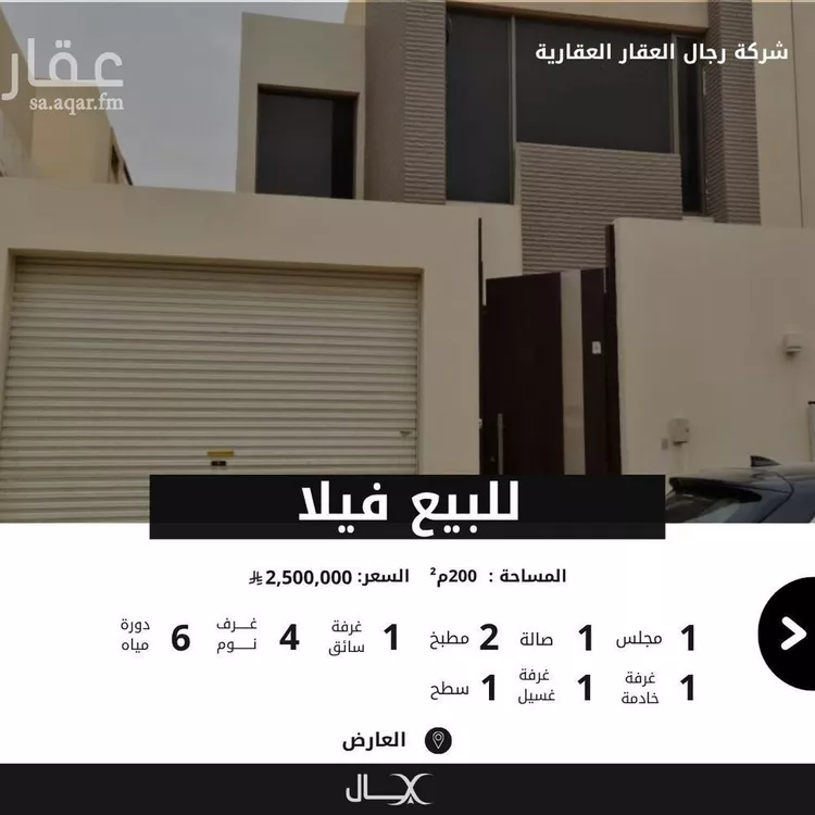 فيلا للبيع في شارع يحيي بن محمد الغرناطي, حي العارض, مدينة الرياض, منطقة الرياض