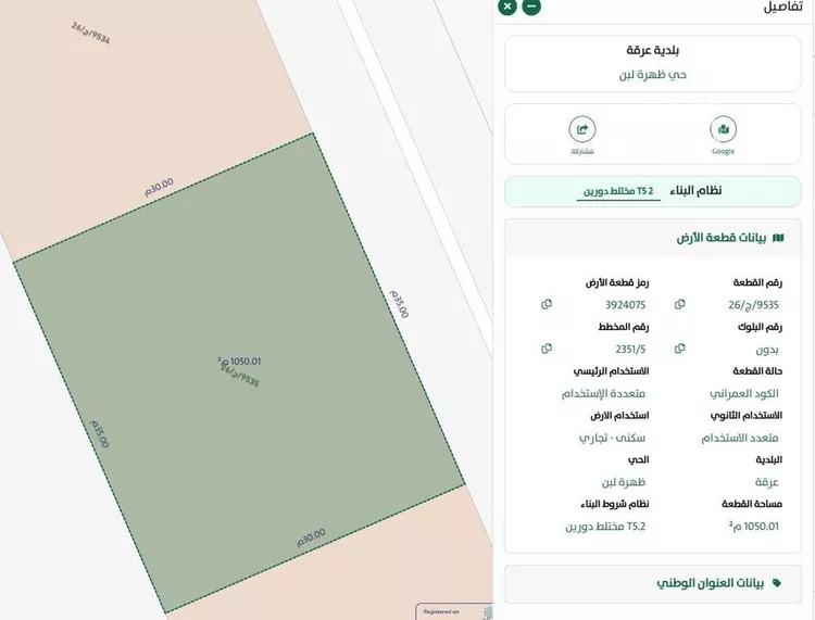 أرض للإيجار في شارع هبه الله بن حامد , حي ظهرة لبن, مدينة الرياض, منطقة الرياض