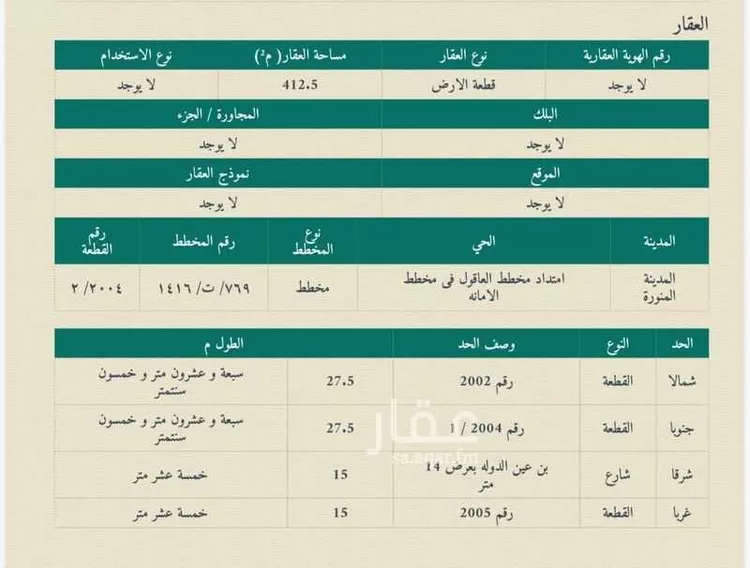أرض للبيع في شارع ابن عين الدولة, حي وادي البطان, مدينة المدينة المنورة, منطقة المدينة المنورة صورة 2