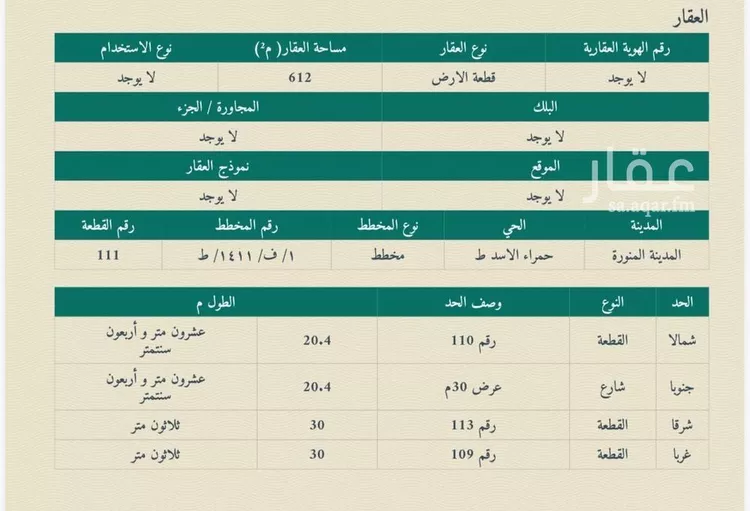 Land for Sale in Medina Warqan