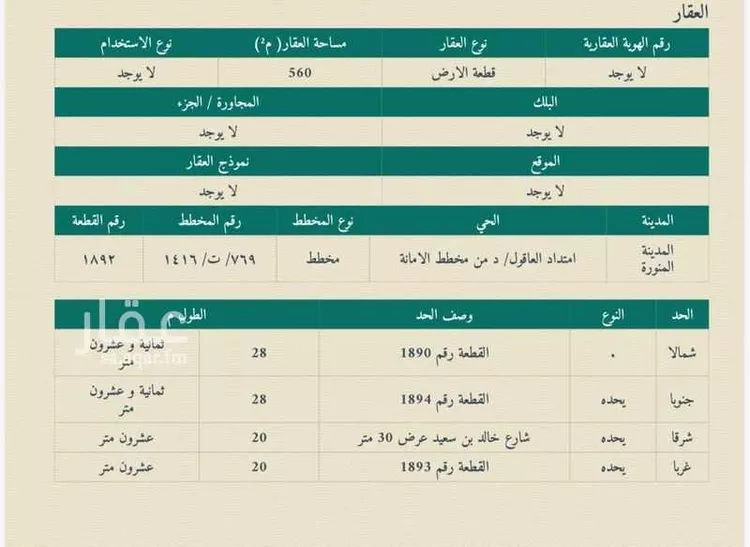 أرض للبيع في شارع خالد بن سعيد, حي وادي البطان, مدينة المدينة المنورة, منطقة المدينة المنورة