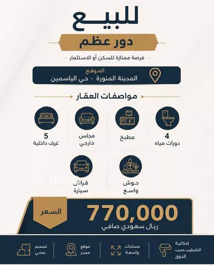 دور للبيع في شارع غير مسمى, حي القبيبة, مدينة المدينة المنورة, منطقة المدينة المنورة 1 صورة