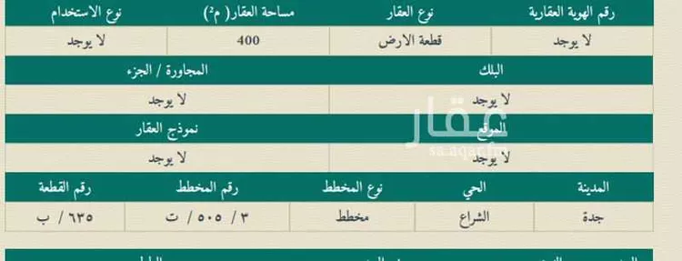 Land for Sale in Jeddah Al Shera'a