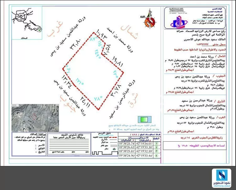 أرض للإيجار في شارع بللحمر, حي حي الاندلس, مدينة العطوف (صبح), منطقة عسير