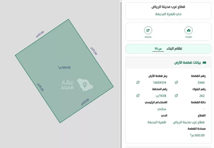 أرض للبيع في شارع أبي العز الأنصاري, حي ظهرة البديعة, مدينة الرياض, منطقة الرياض صورة 2