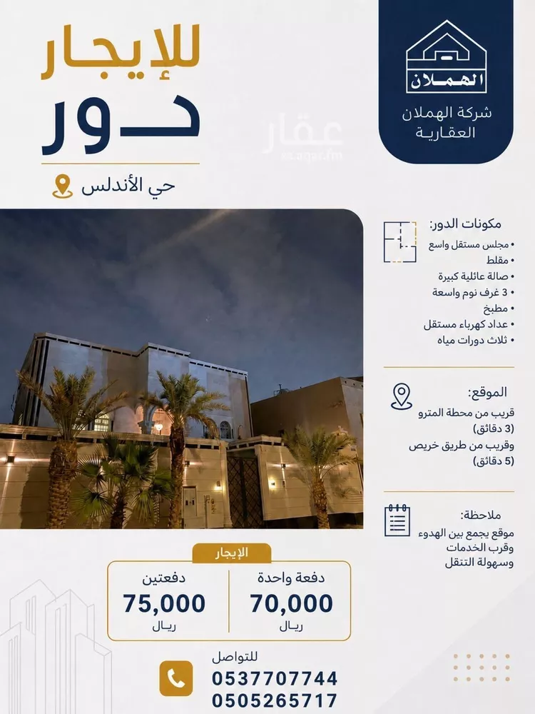 دور للإيجار في شارع وادي مدني, حي الأندلس, مدينة الرياض, منطقة الرياض