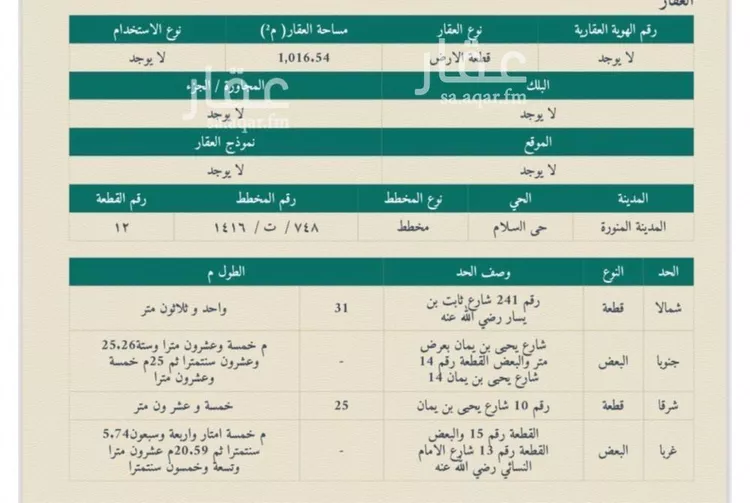 أرض للبيع في شارع يحيى بن يمان, حي السلام, مدينة المدينه المنوره, منطقة المدينة المنورة