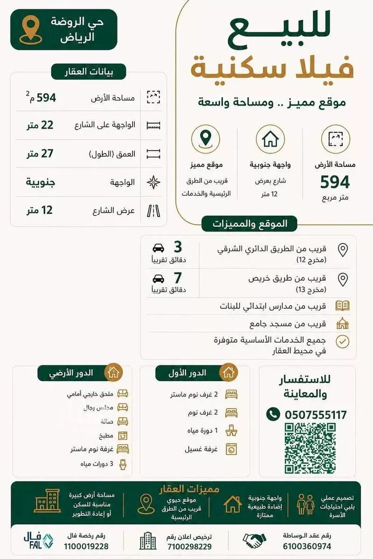 فيلا للبيع في شارع البيداء, حي الروضة, مدينة الرياض, منطقة الرياض