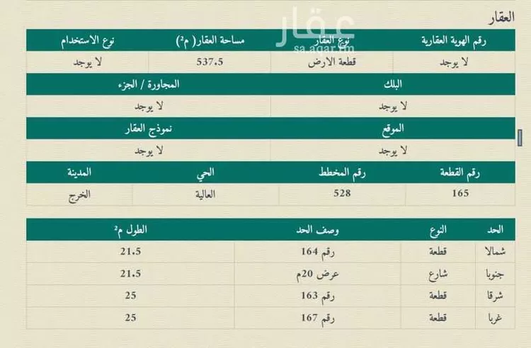 أرض للبيع في شارع التضامن, حي العالية, مدينة الخرج, منطقة الرياض صورة 3