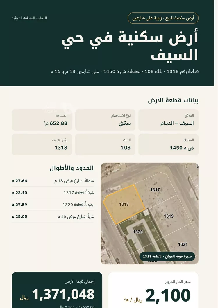 أرض للبيع في شارع 180 السيف, حي السيف, مدينة الدمام, المنطقة الشرقية