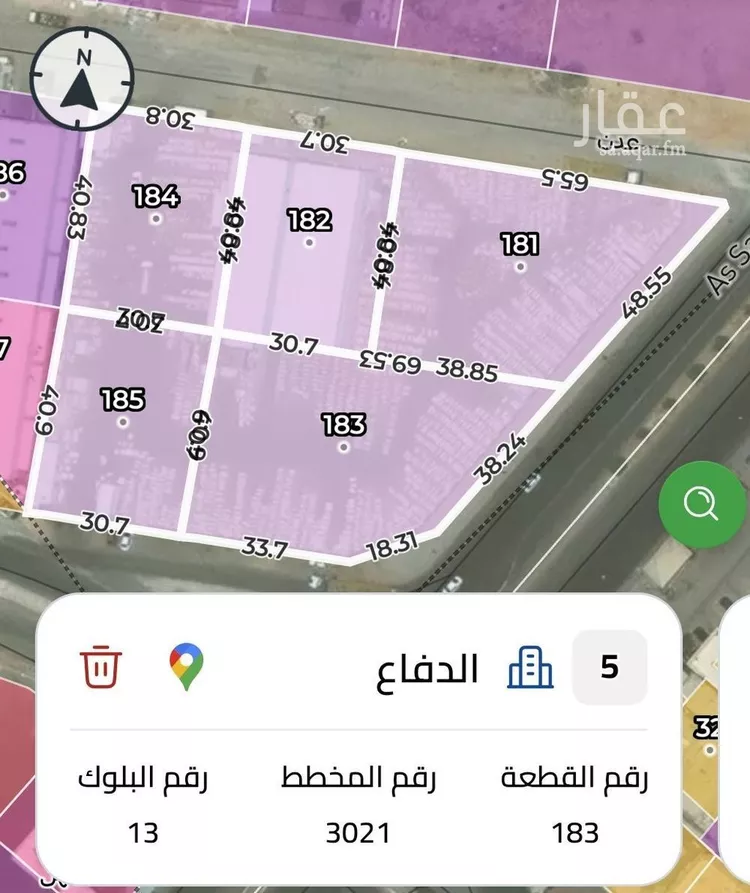 أرض للإيجار في شارع السمح بن مالك, حي الدفاع, مدينة الرياض, منطقة الرياض