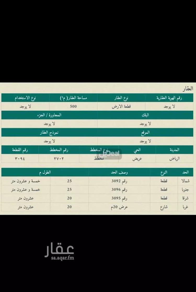 أرض للبيع في شارع جبل عماية ، حي عريض ، الرياض ، منطقة الرياض صورة 2
