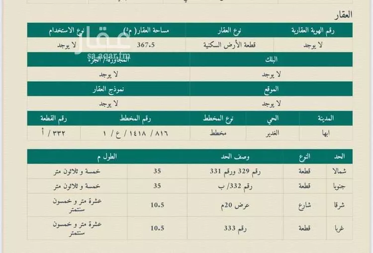 أرض للبيع في شارع  شارع فايدة, حي الغدير, مدينة أبها, منطقة عسير صورة 4