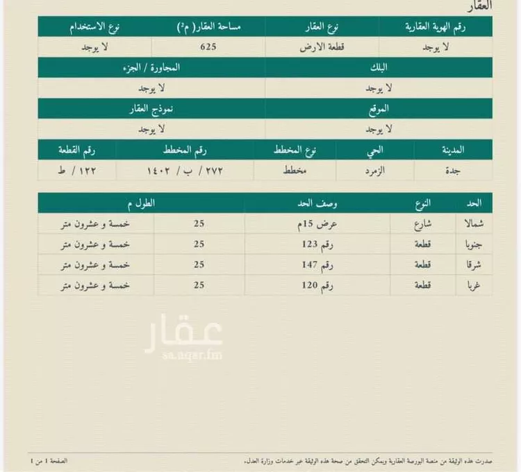 أرض للبيع في شارع وزير بن المهاجر, حي الزمرد, مدينة جدة, منطقة مكة المكرمة صورة 2