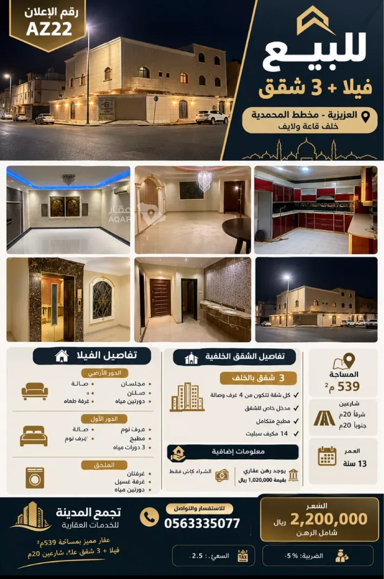 عمارة للبيع في شارع الليث بن سعد, حي الدفاع, مدينة المدينة المنورة, منطقة المدينة المنورة