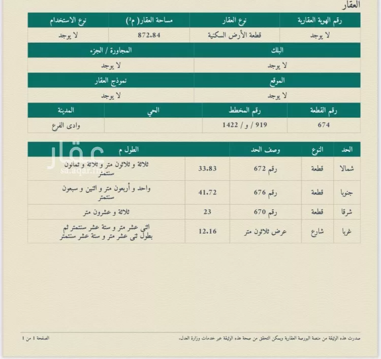أرض للبيع في حي مخطط وادي  الفرع, مدينة وادي  الفرع, منطقة المدينة المنورة