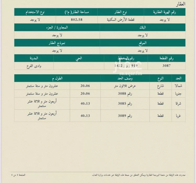 أرض للبيع في شارع علي ابن ابي طالب, حي مخطط وادي  الفرع, مدينة وادي  الفرع, منطقة المدينة المنورة صورة 3