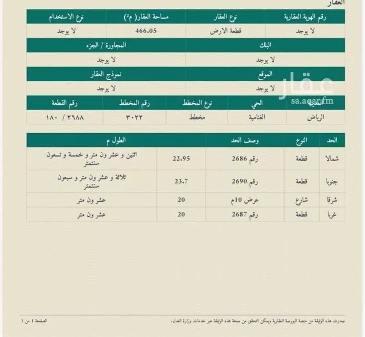 أرض للبيع في شارع المحكمه, حي الغنامية, مدينة الرياض, منطقة الرياض صورة 2