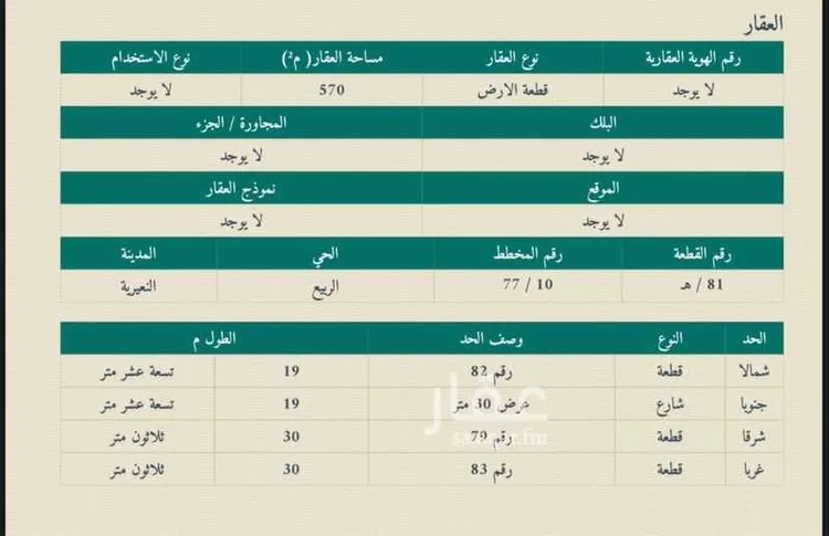 أرض للبيع في شارع شارع الامير بندر, حي الربيع, مدينة النعيريه, المنطقة الشرقية