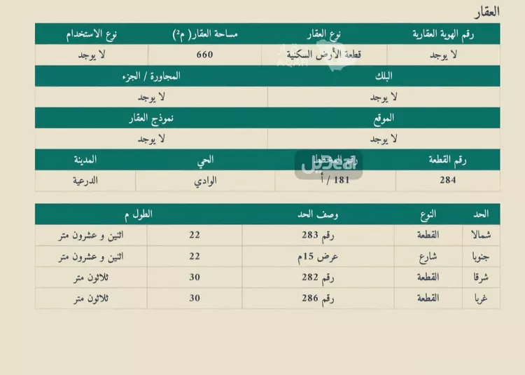 أرض للبيع في شارع سكاكا, حي الوادي, مدينة الجبيلة, منطقة الرياض
