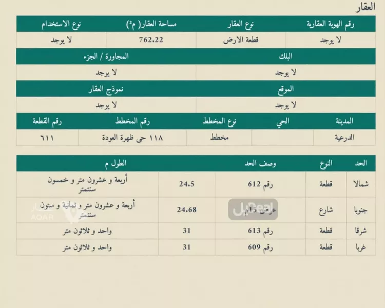 أرض للبيع في حي ظهره العودة غرب, مدينة الدرعية, منطقة الرياض